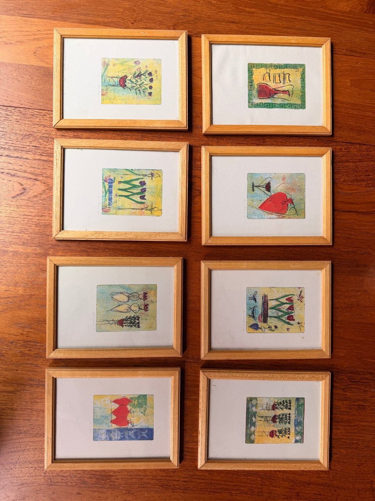 Set van 8 ingelijste etsen van Lia van Leeuwen, Antiek en Kunst, Kunst | Etsen en Gravures, Ophalen of Verzenden, 1950 - 1999
