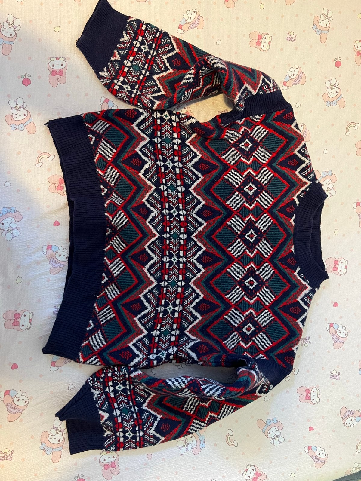 Dikke gebreide trui met geometrisch patroon, Kleding | Dames, Truien en Vesten, Ophalen, Gedragen, Maat 36 (S), Meerkleurig