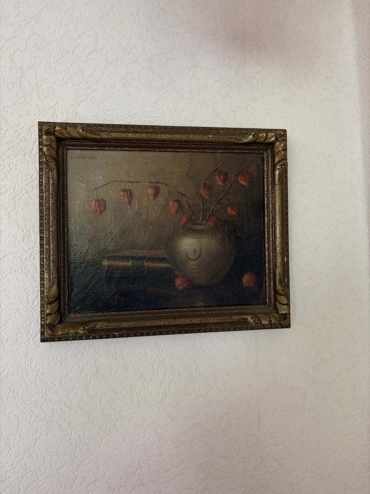 Origineel olieverfschilderij Nico Bruynesteyn - Lampionplant, Antiek en Kunst, Ophalen, Gesigneerd, Olieverf, Stilleven
