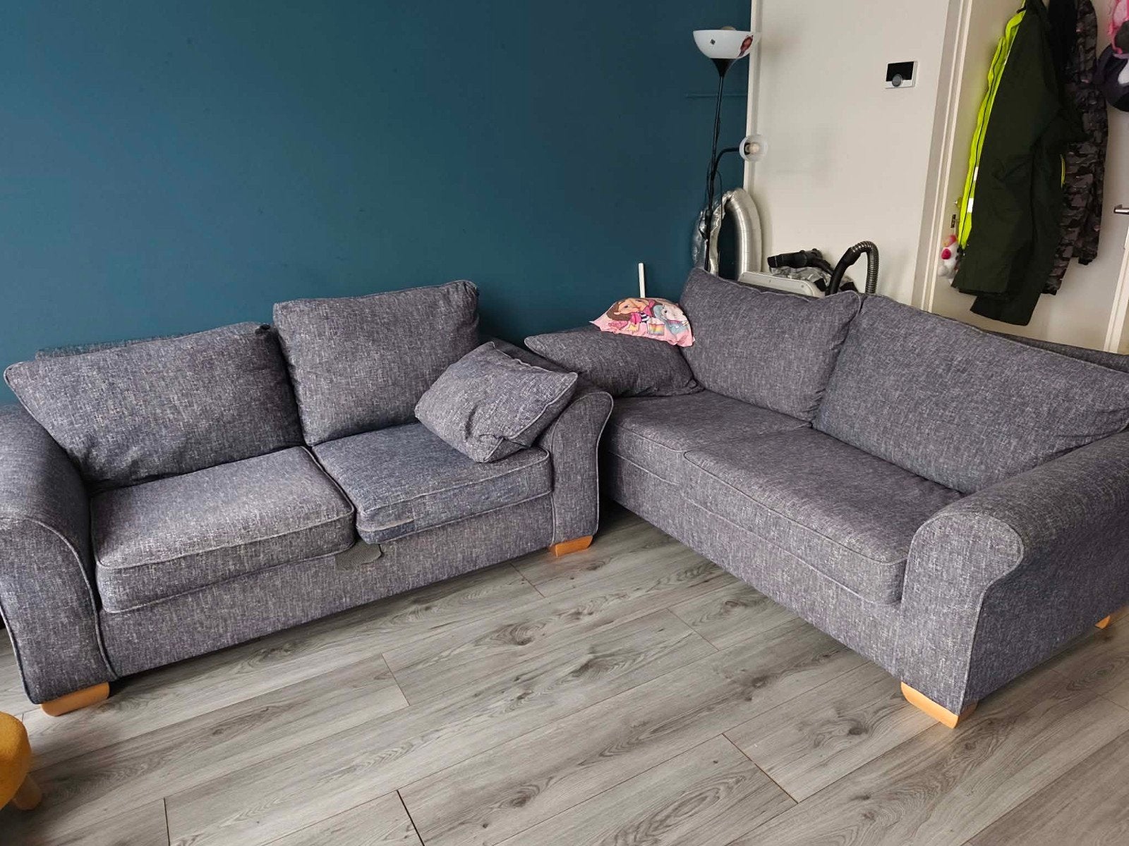 Mooie set van 2 banken (2-zits en 3-zits), Ophalen, Gebruikt, 75 tot 100 cm, Rechte bank