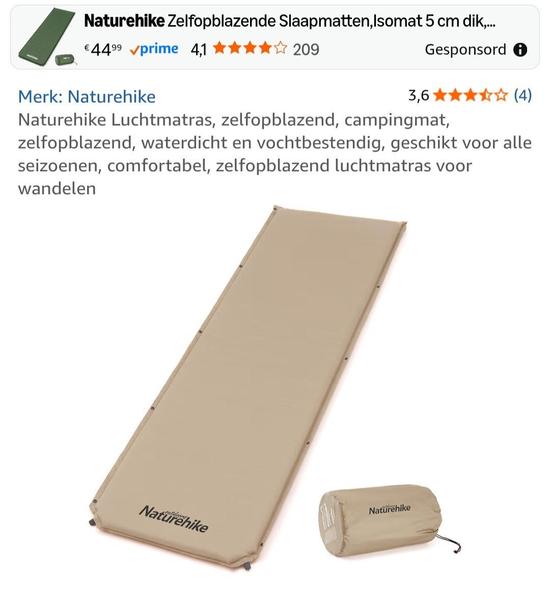 NATUREHIKE slaapmat, Ophalen of Verzenden, Nieuw