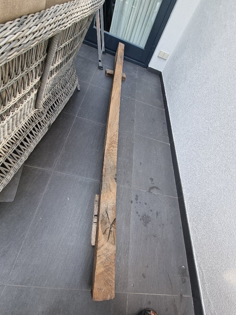 Eiken houten balk, Eiken, Ophalen of Verzenden, 250 tot 300 cm, 50 mm of meer