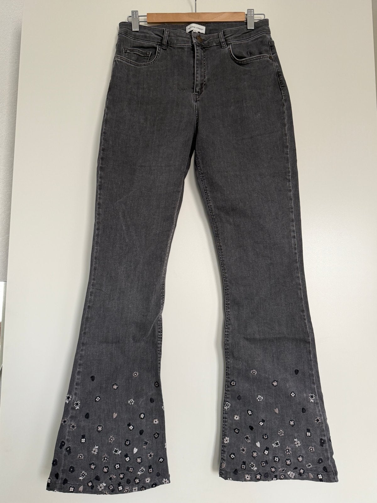 Fabienne Chapot flared jeans met bloemenprint maat, Kleding | Dames, Ophalen of Verzenden, Gedragen, Grijs, W30 - W32 (confectie 38/40)