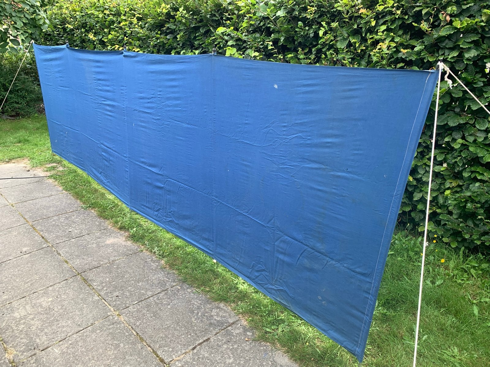 Retro Blauw Katoenen Windscherm - Functioneel en Gebruikt, Ophalen of Verzenden, Gebruikt