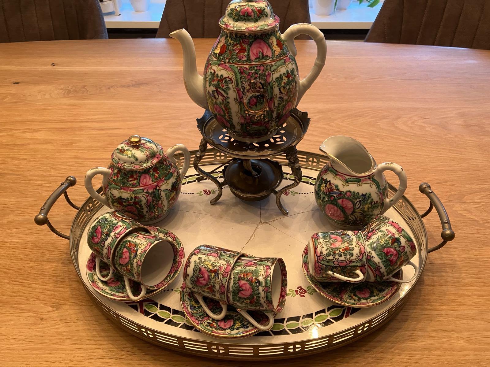 Antiek thee servies uit 1950, Ophalen, Zo goed als nieuw, Hout
