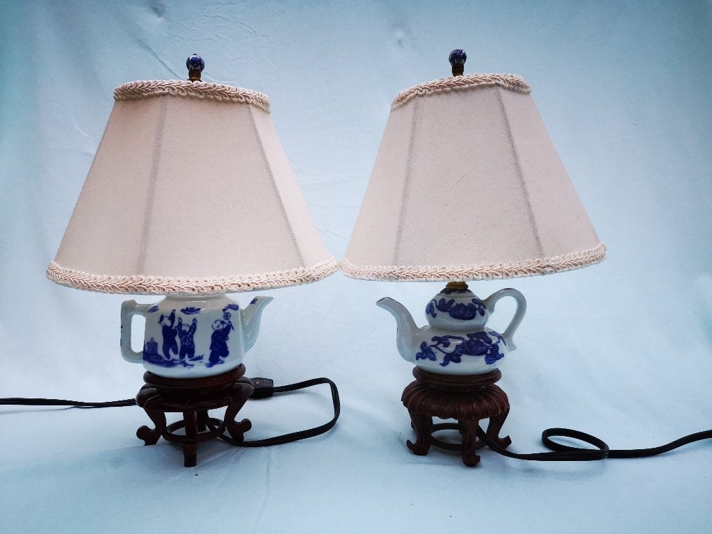 2 oude chinees Porselein theepot lamp handgemaakte tafellamp, Ophalen of Verzenden