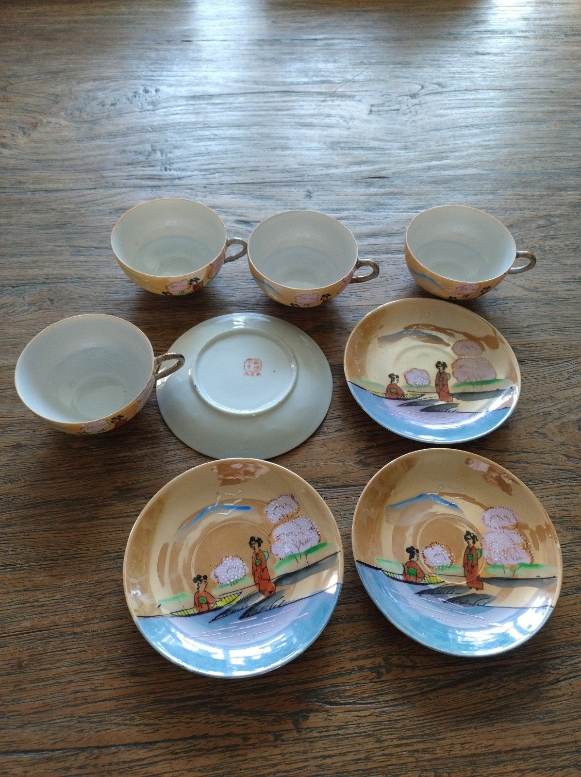 Vintage Japans theeservies met Geisha decor, Antiek en Kunst, Ophalen of Verzenden