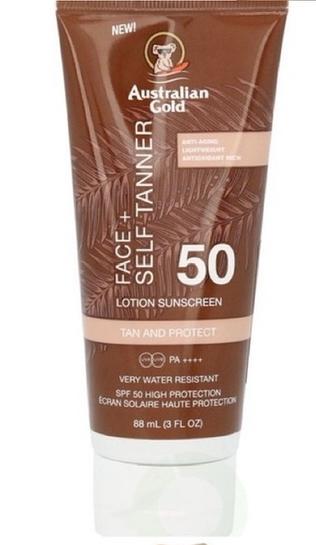 Nieuwe Australian Gold Zonnebankcreme face+self tanner 50, Ophalen of Verzenden, Nieuw, Zonnebrand of After Sun