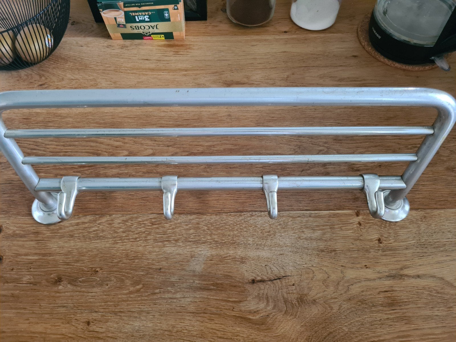 mooie vintage aluminium kapstok ( trein ), Ophalen of Verzenden, Metaal, Wandkapstok, Minder dan 100 cm