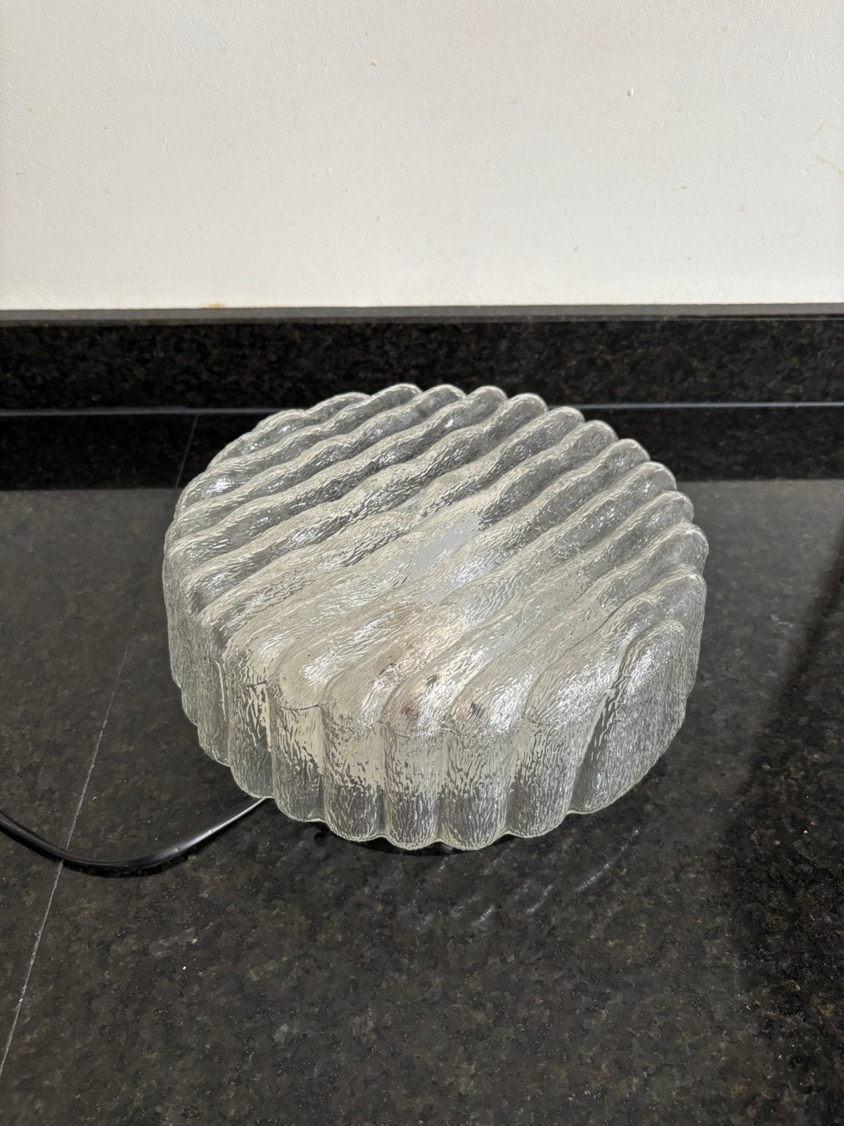 Vintage ijsglas plafonnière / wandlamp jaren '60/'70 MCM, Ophalen of Verzenden, Gebruikt, Glas