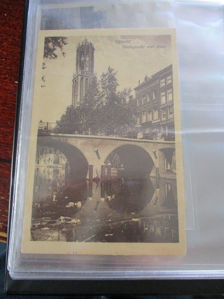 Oude ansichtkaart: Oudegracht met Dom, Utrecht, Ophalen, 1920 tot 1940, Gelopen, Utrecht