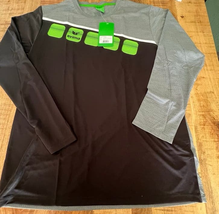 Erima 5-C longsleeve shirt - Zwart/Grijs/Groen - Maat XL, Zwart, Ophalen of Verzenden, Algemeen, Maat 56/58 (XL)