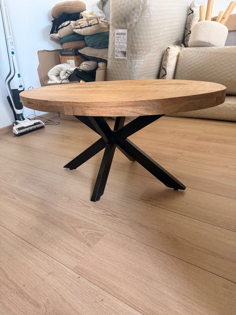 Te koop Mango hout salon tafel, Ophalen, 100 tot 150 cm, 50 tot 100 cm, Zo goed als nieuw
