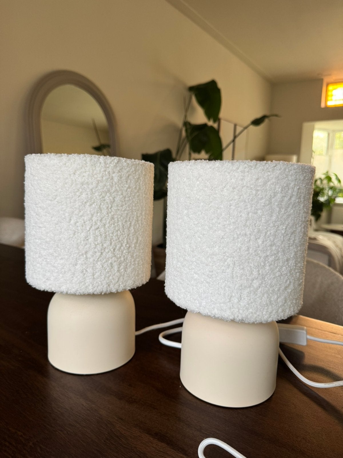 Nachtkastlampje teddy stof beige, Beige, Ophalen, Zo goed als nieuw, Lucide