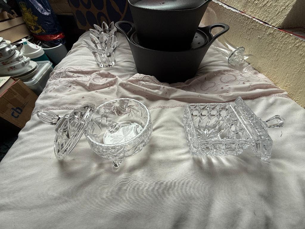 Kristallen bakjes met deksel., Antiek en Kunst, Ophalen of Verzenden