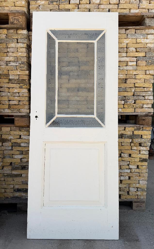 Deuren met geslepen / geëtst glas: enkel, openslaand, dubbel, Doe-het-zelf en Verbouw, Deuren en Horren, Ophalen, Gebruikt, 80 tot 100 cm