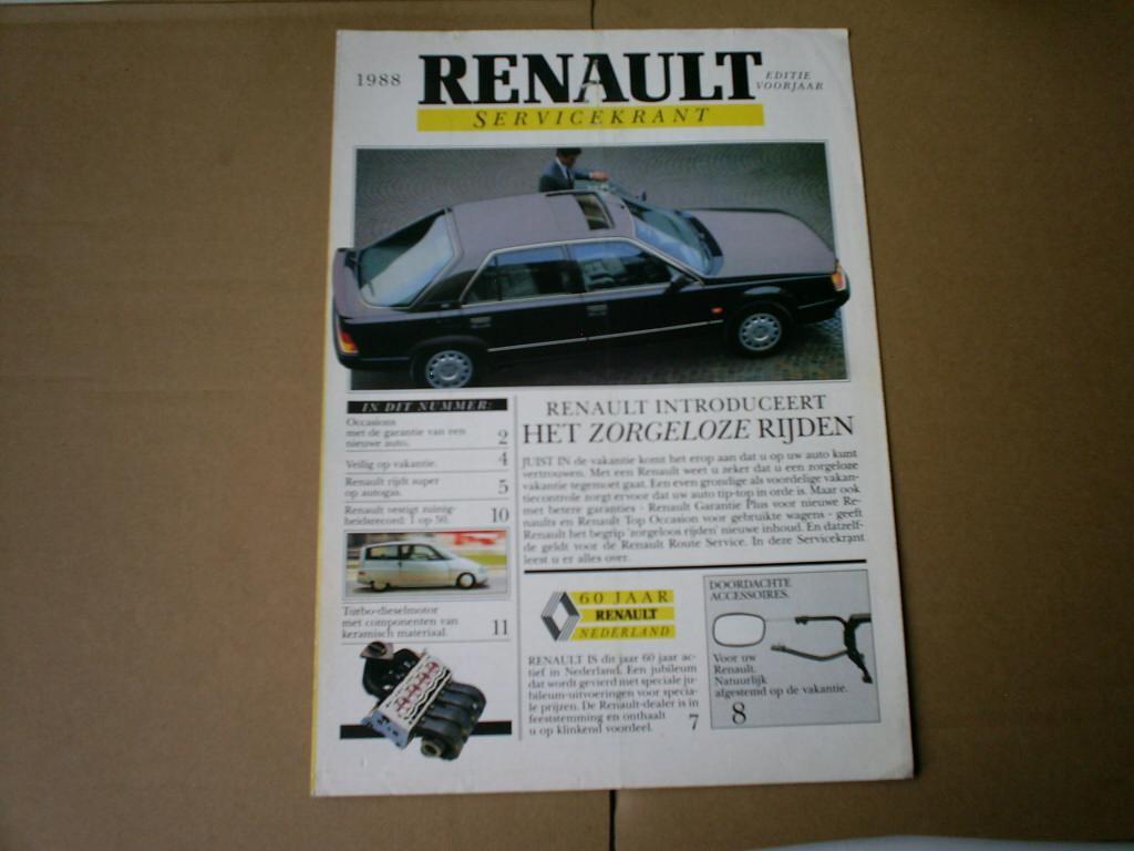Renault Servicekrant o.a. 25 / Espace / Vesta 1988 12 pag., Verzenden, Zo goed als nieuw, Renault