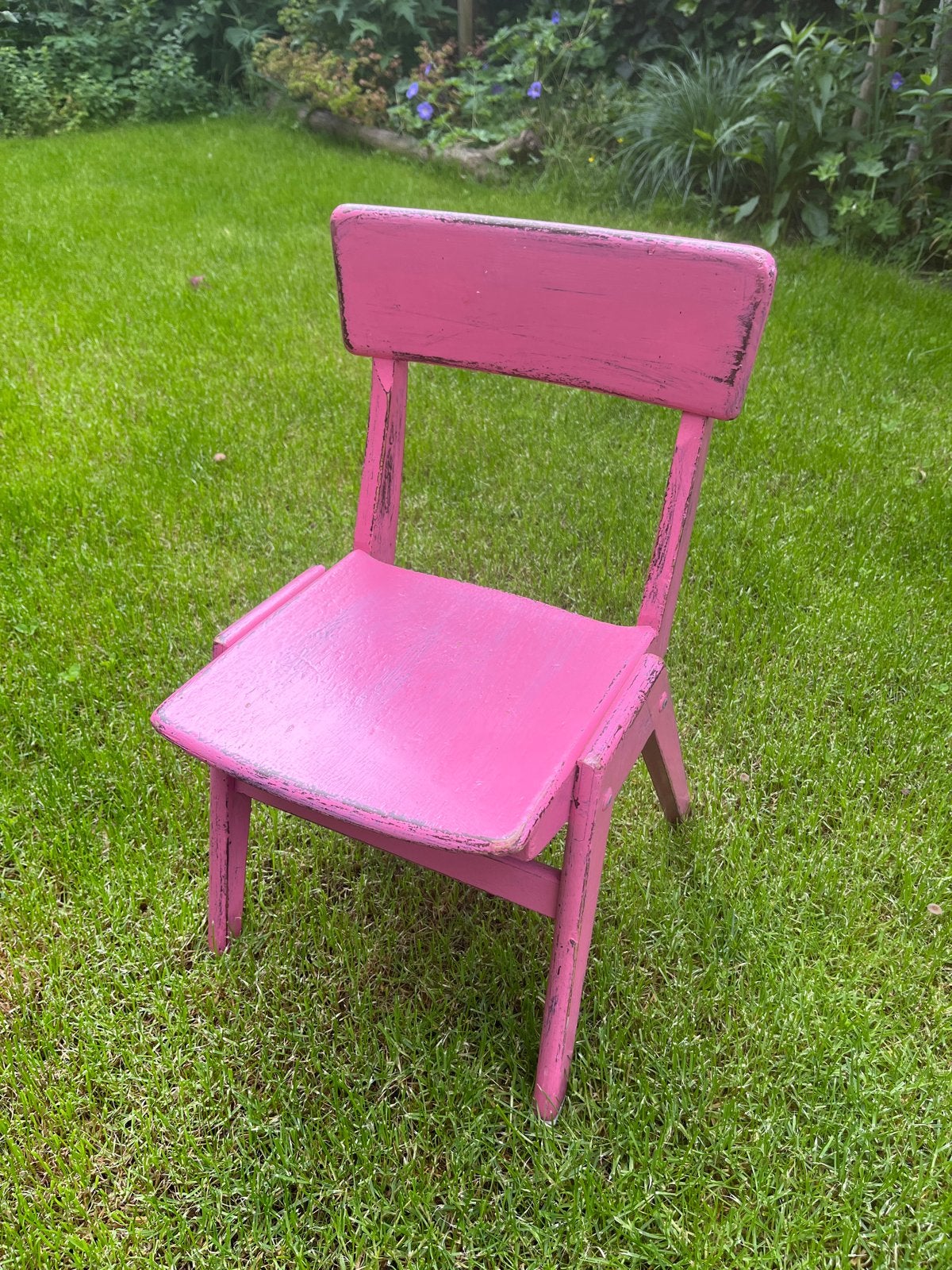 Roze kinderstoel - Vintage houten stoeltje, Ophalen, Gebruikt, Overige kleuren, Eén