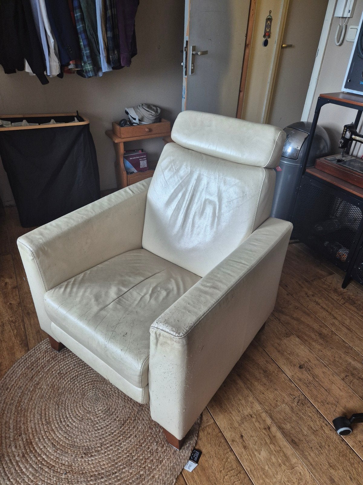 Leren fauteuil stoel, Ophalen, Gebruikt, 75 tot 100 cm, Leer