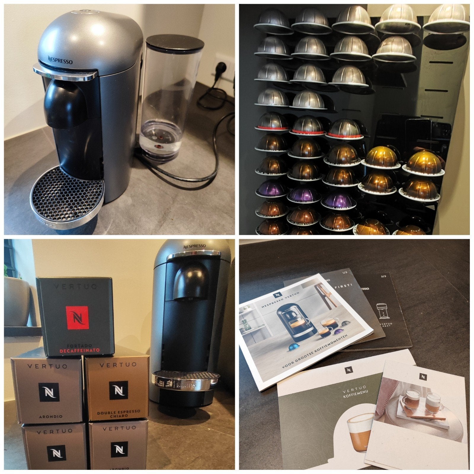 Krups Nespresso Verto koffiezetapparaat met veel accessoires, Ophalen, Overige modellen, Zo goed als nieuw, 1 kopje