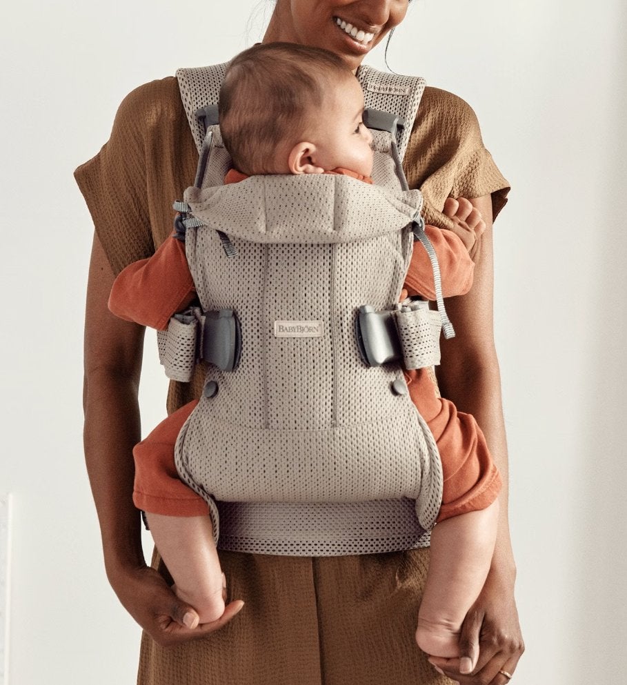 BabyBjorn Draagzak One Air Grijs Beige (3,5-15 kg), Ophalen, Gebruikt, Buik of Rug, Baby Björn