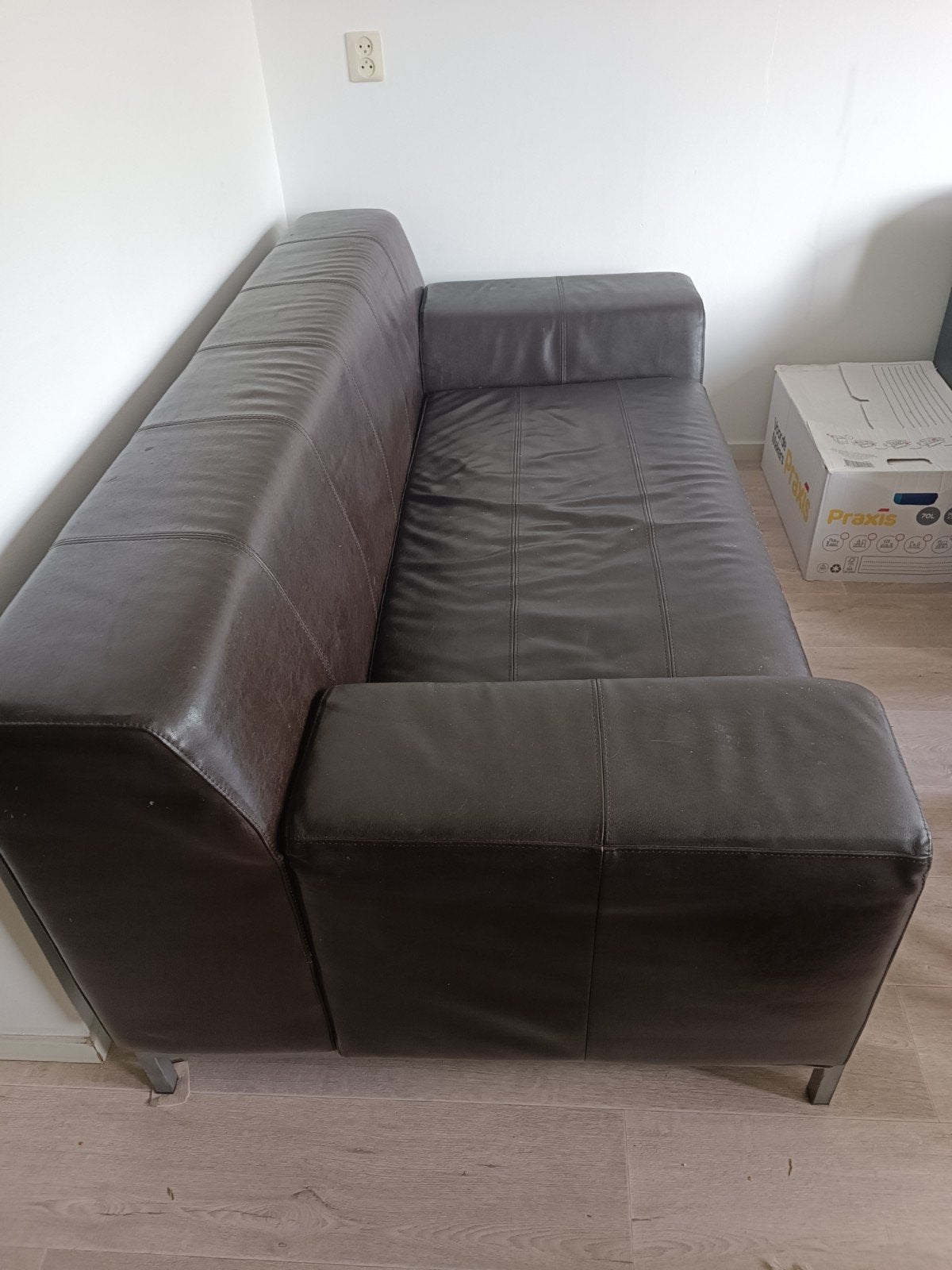 Ikea Kramfors bruine leren tweepersoonsbank, Gebruikt, 150 tot 200 cm, Tweepersoons, Ophalen of Verzenden