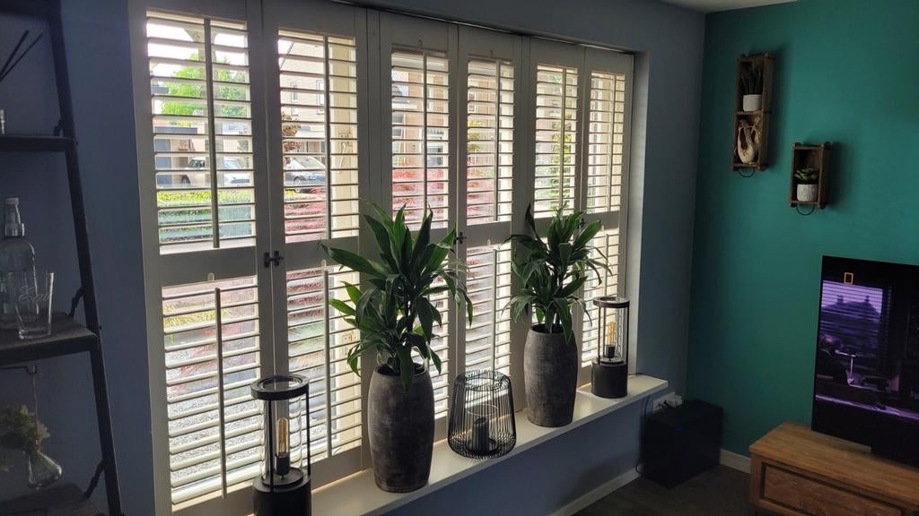 Witte houten shutters voor ramen en deuren, Modern, Tijdloos, Landelijk, Gebruikt, Wit, Ophalen of Verzenden