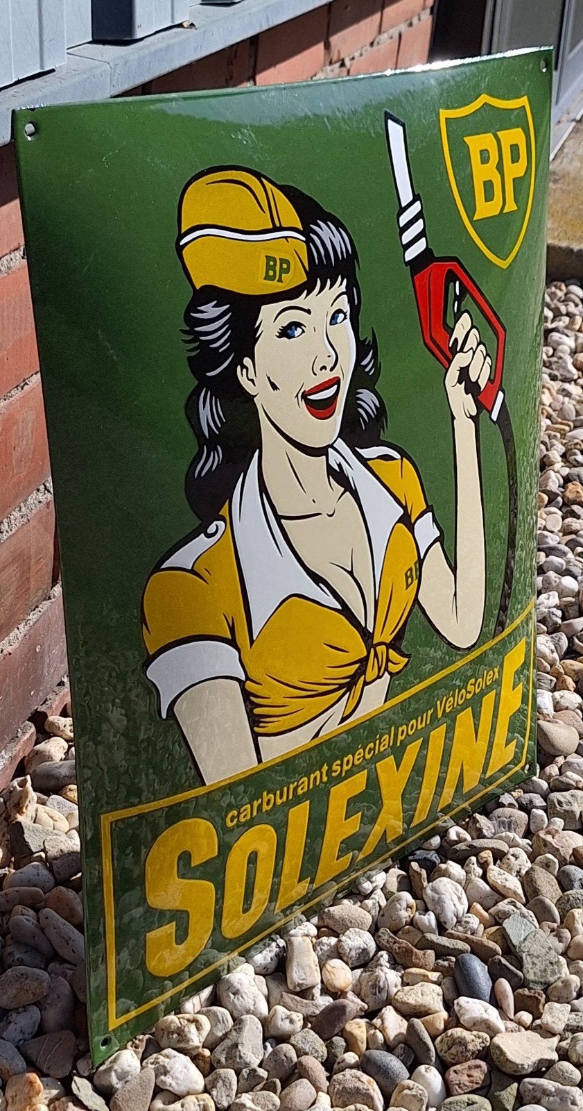 Vintage look Solexine Emaille Reclamebord - BP VéloSolex️⛽️, Reclamebord, ., Nieuw, Ophalen of Verzenden