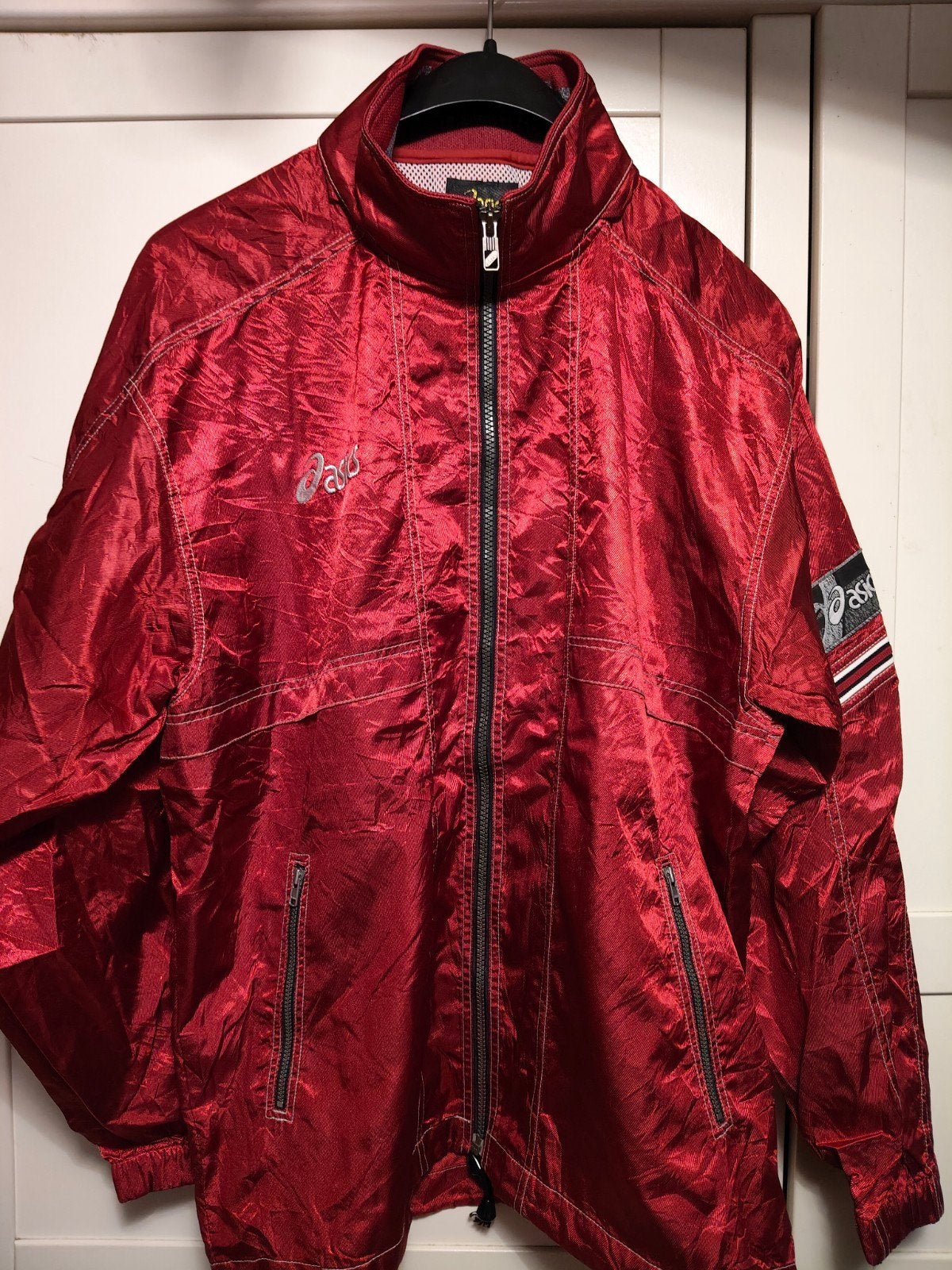 Asics Vintage Rood Sportjack Maat L, Maat 52/54 (L), Verzenden, Gedragen, Asics