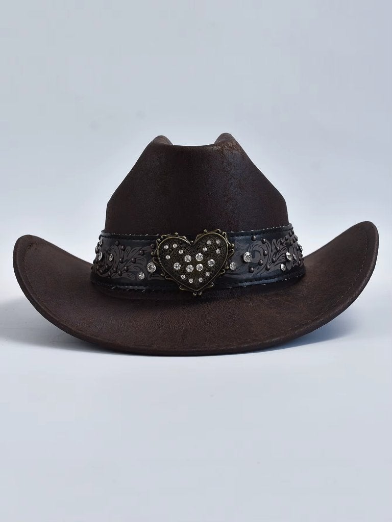 Bruine cowboy hoed met hartje / dames heren cowboyhoed, Kleding | Heren, Hoeden en Petten, Verzenden, Nieuw, Hoed