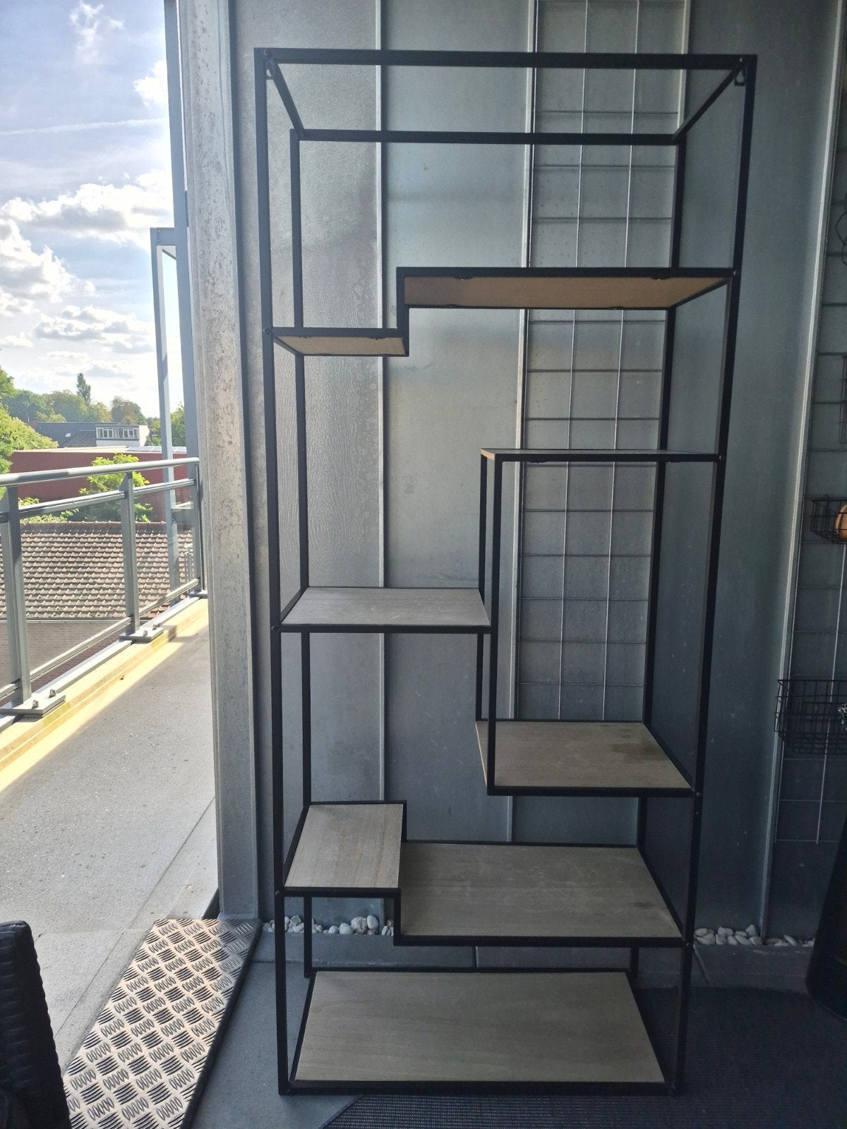 Mooie vakkenkast,zwart metaal - industrieel design, Met plank(en), Gebruikt, Industrieel, Ophalen