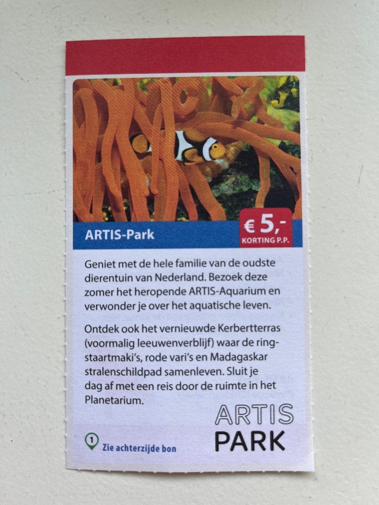 Korting/voordeelbon Artis Park, Drie personen of meer, Kortingsbon, Overige typen