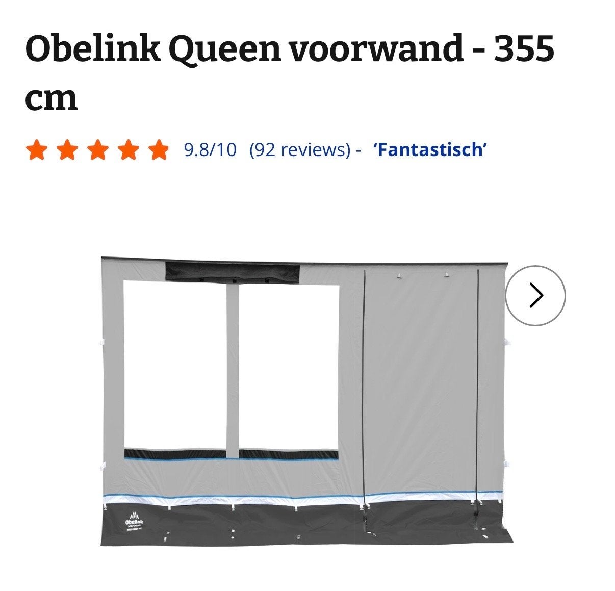 Obelink Queen voorwand - 355 cm, Ophalen of Verzenden, Zo goed als nieuw