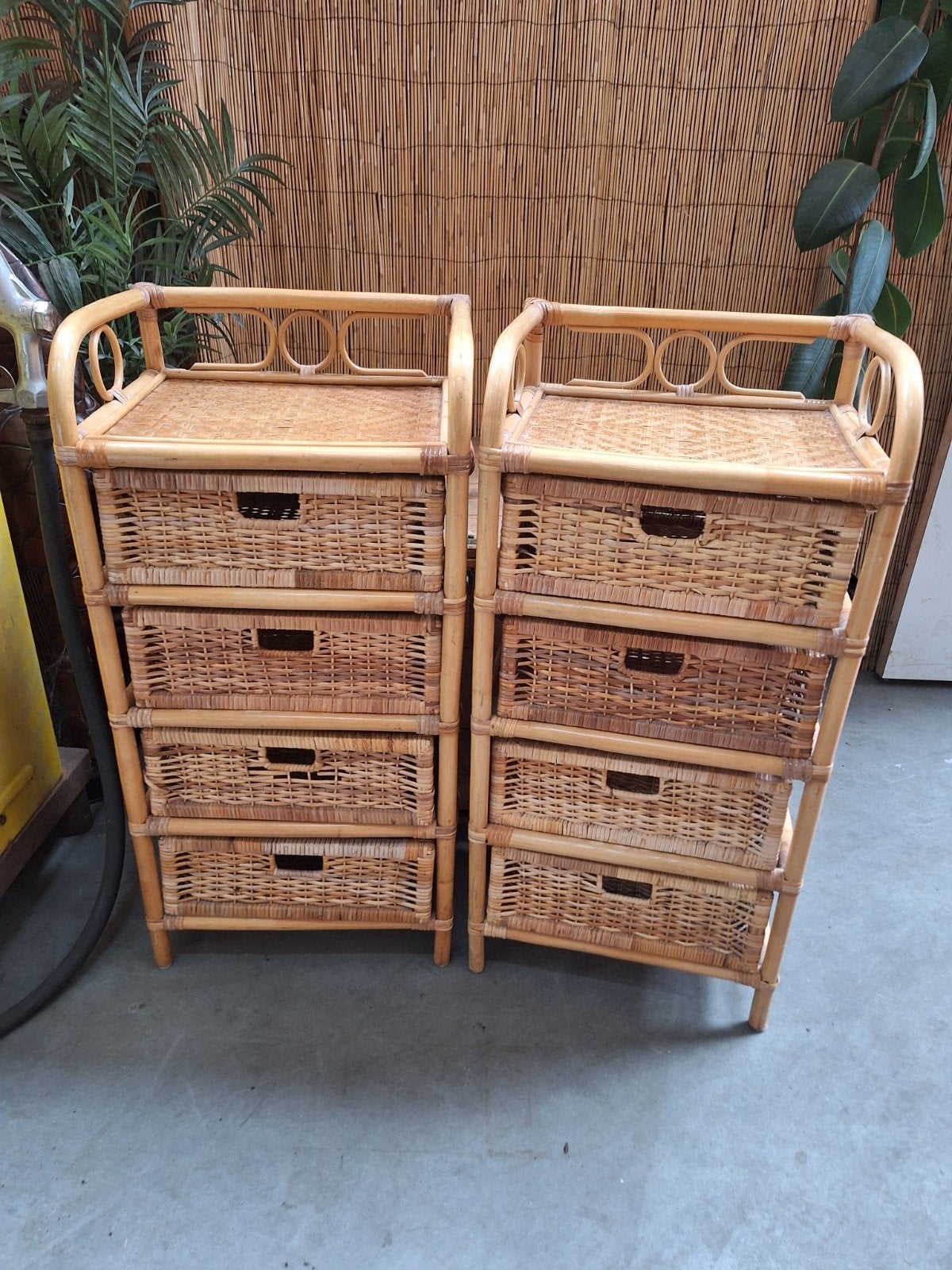 2 rieten rotan ladekastjes, Ophalen, 50 tot 100 cm, 3 of 4 laden, Minder dan 100 cm