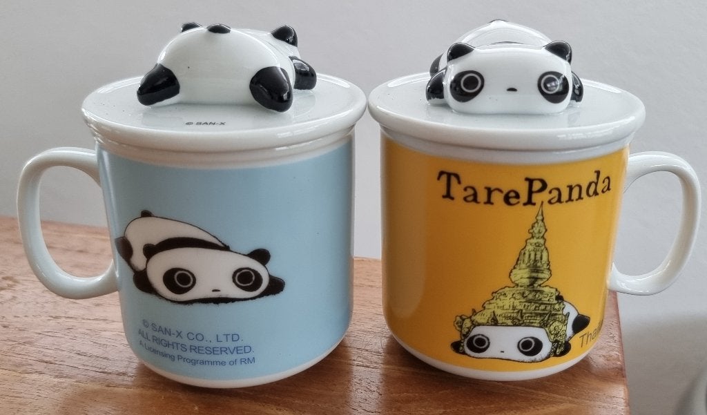 Set van 2 TarePanda bekers met dekseltjes - jaren 90 - ZGAN, Overige merken, Overige typen, Ophalen of Verzenden, Zo goed als nieuw