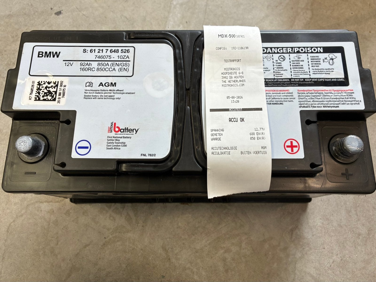 BMW (OEM) AGM Accu 92Ah 850A, Auto-onderdelen, Ophalen, Gebruikt, BMW