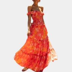 Off-shoulder maxi jurk - Brazilian style - maat XS, Nieuw, Ophalen of Verzenden, Maat 34 (XS) of kleiner, Rood