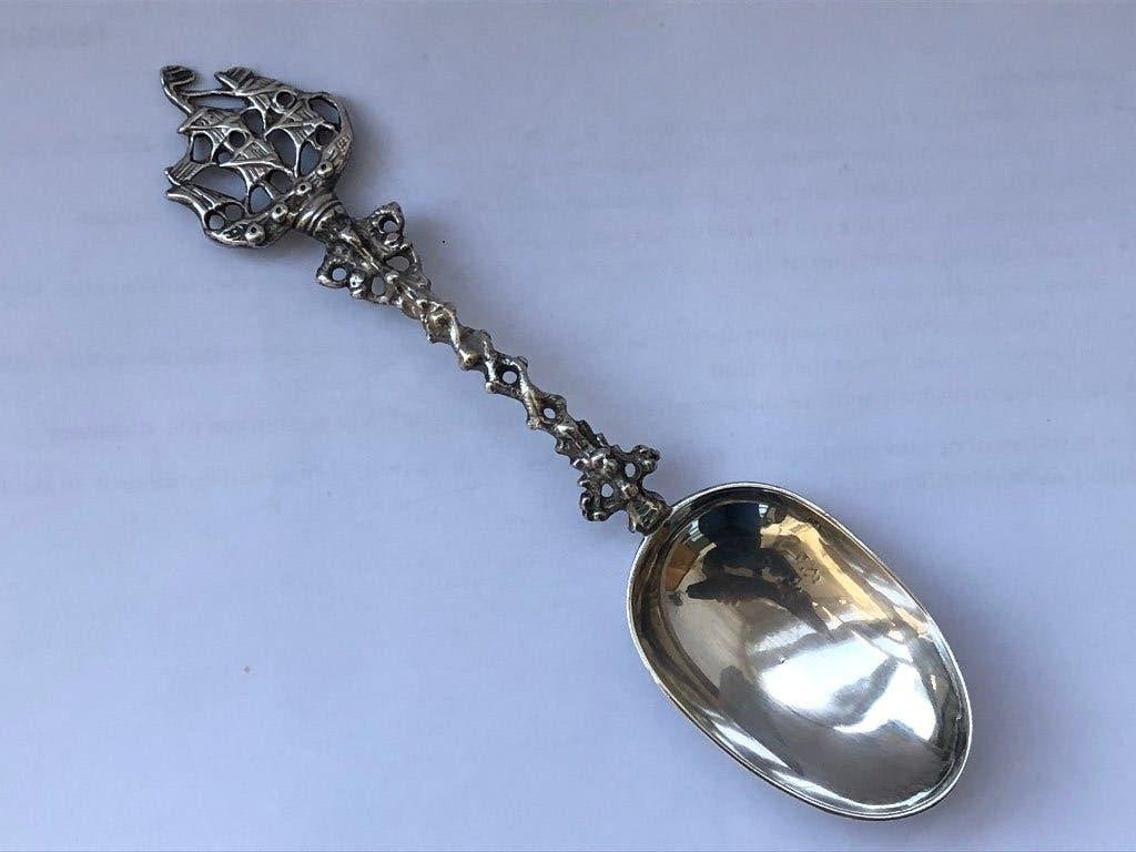 Antieke zilveren gelegenheidslepel schip, Andries Vis, Antiek en Kunst, Antiek | Goud en Zilver, Verzenden, Zilver