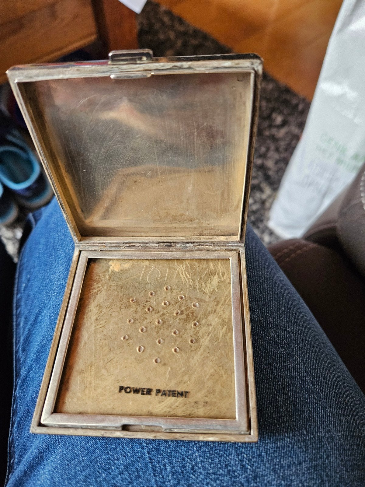 Vintage Power Patent Sigarettendoosje / poederdoos, Ophalen of Verzenden