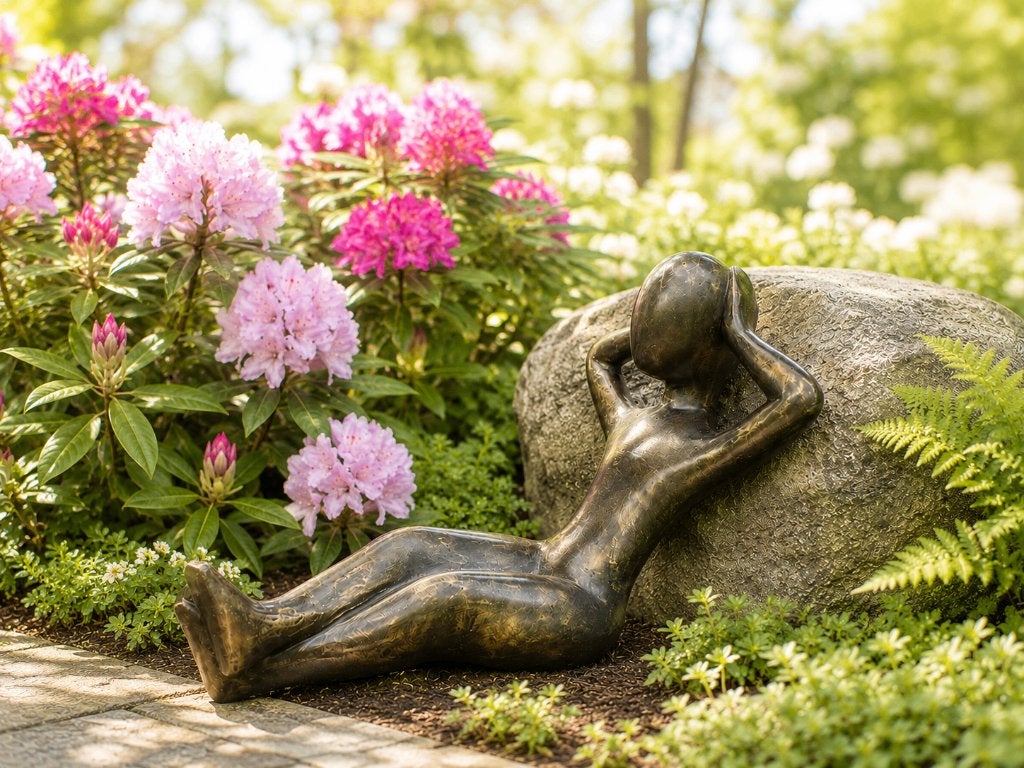 MAN RELAXEND / bronzen tuinbeeld, Tuin en Terras, Tuinbeelden, Nieuw, Info@huisentuindecoratiemarie.nl, Mensenbeeld, Huis en tuin decoratie marie