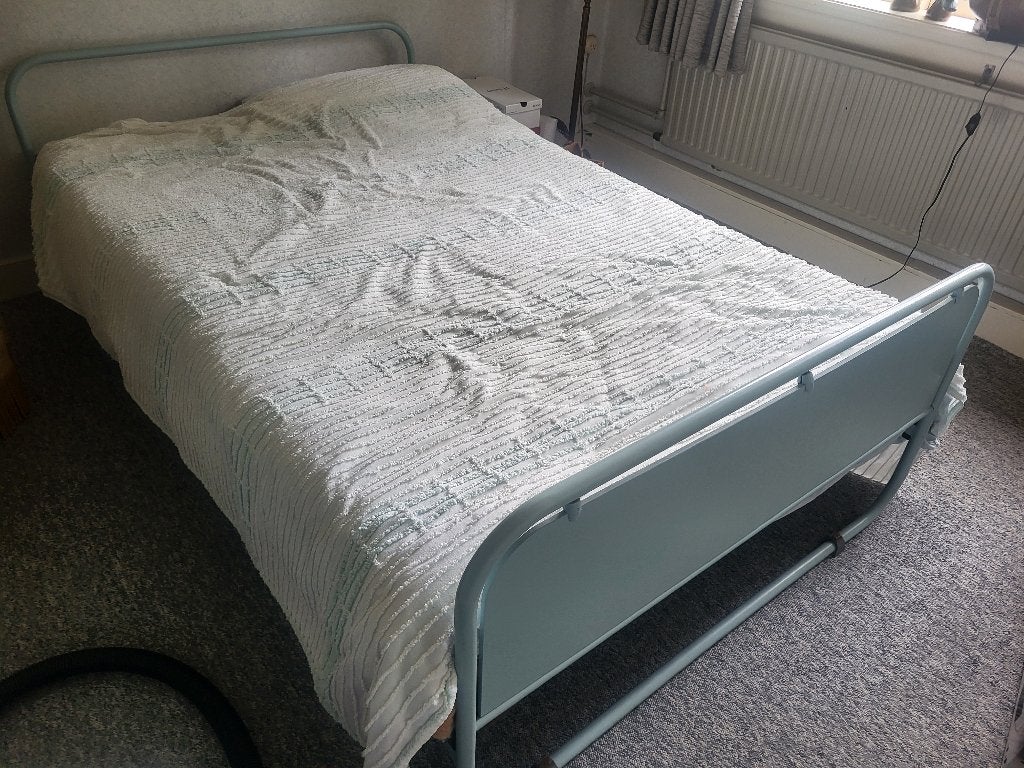 Vintage grijsblauwe metalen twijfelaar (jaren 50/60), Ophalen, Gebruikt, Blauw, Twijfelaar