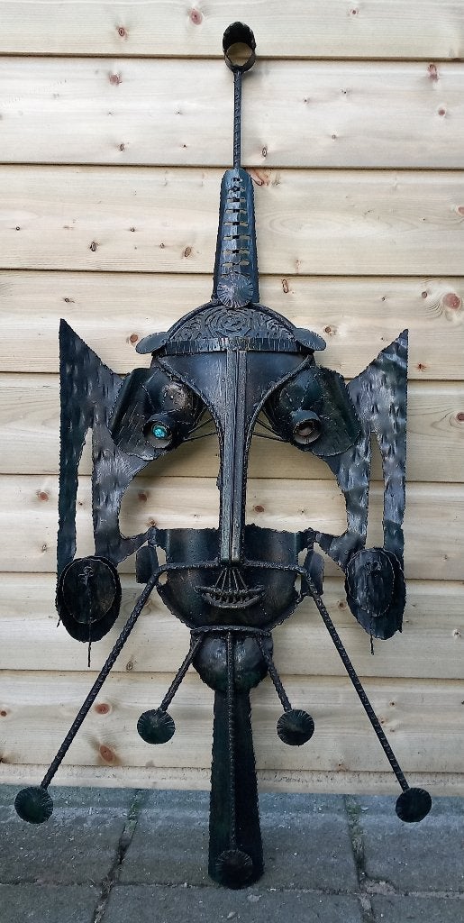 Unieke metalen wanddecoratie, abstracte sculptuur, Ophalen, Handgemaakt, Wanddecoratie, Zwart