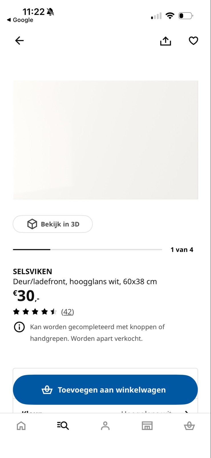 IKEA Selsviken Deur/Ladefront Hoogglans Wit 60x38 cm, Ophalen, Zo goed als nieuw