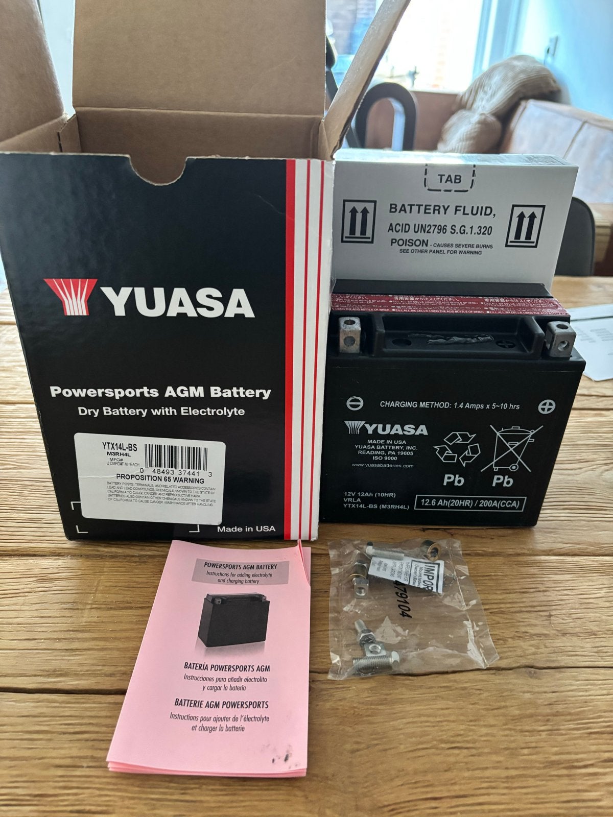 Yuasa YTX14L-BS Powersports AGM Accu - Nieuw in doos, Ophalen of Verzenden, Nieuw