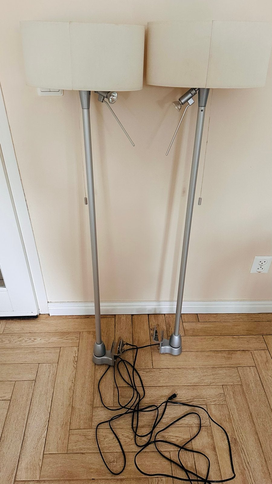 Set van 2 Auping bedlampjes met stoffen kap, Gebruikt, Overige fittingen, Ophalen of Verzenden, Minder dan 100 cm