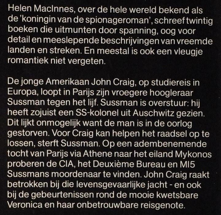 Dubbelspel op Mykonos - Helen MacInnes (1989), Verzenden, Gelezen, Amerika