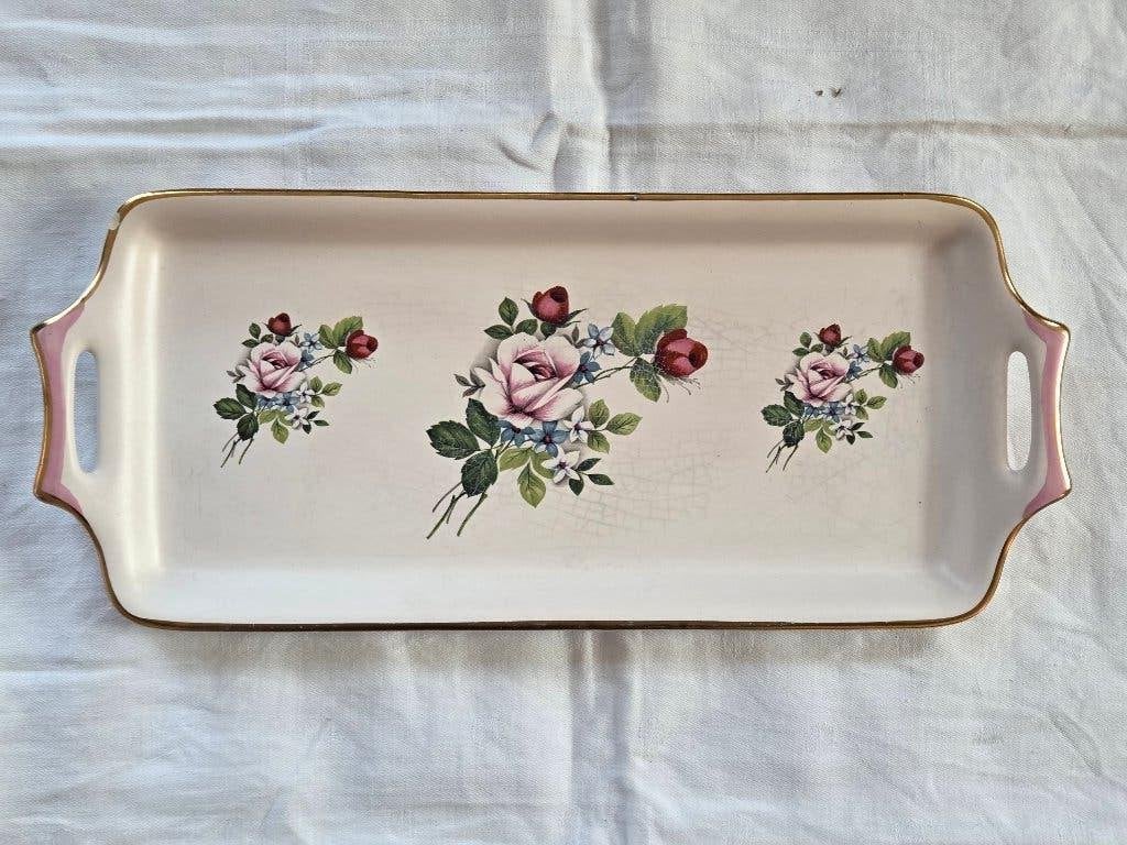 Flora keramiek koekjesschaal met vintage rozen-motief, Antiek en Kunst, Ophalen of Verzenden