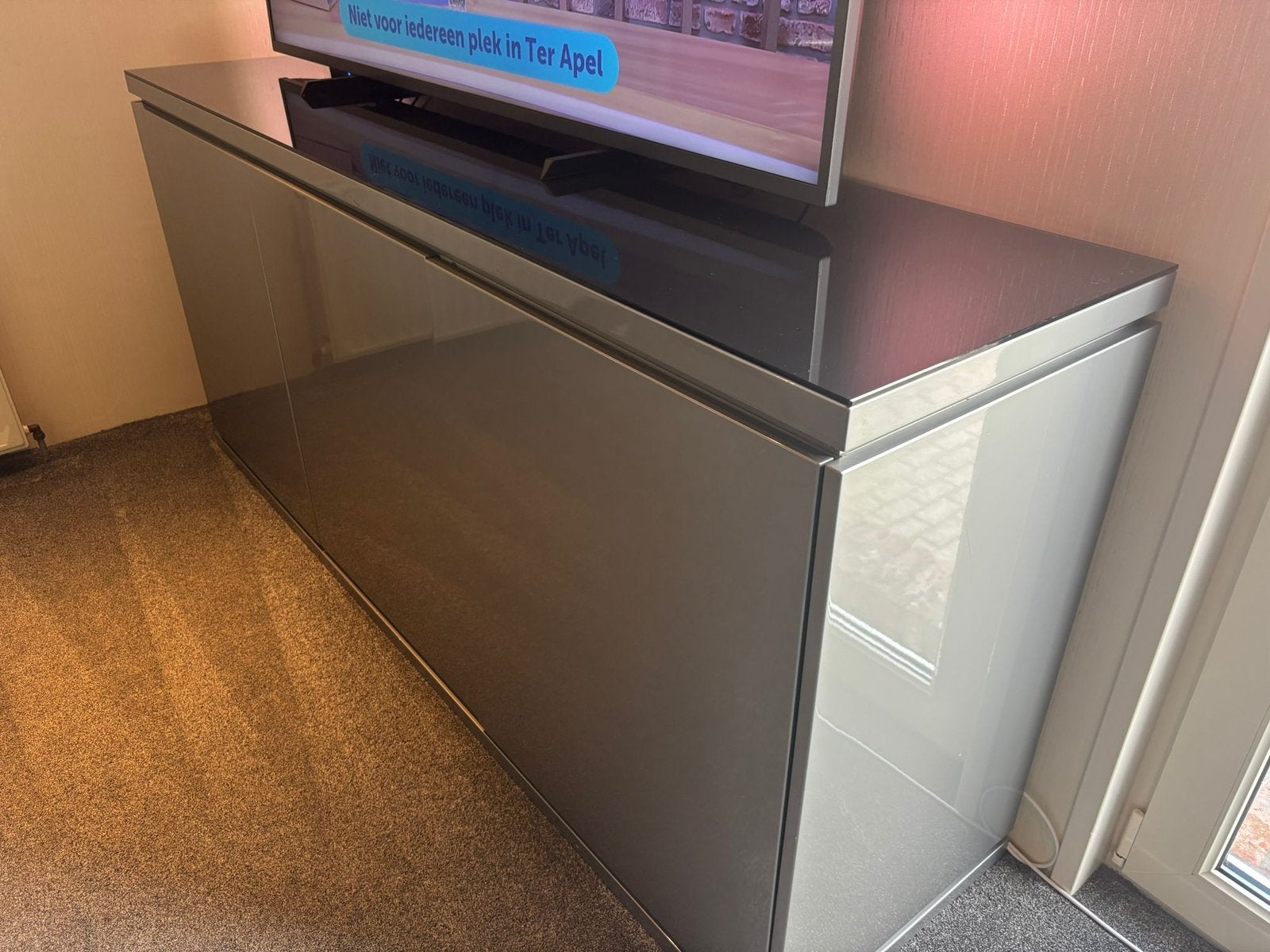 Dressoir By shakir antraciet hooglans erik kuster, Ophalen, Zo goed als nieuw, 25 tot 50 cm, 200 cm of meer