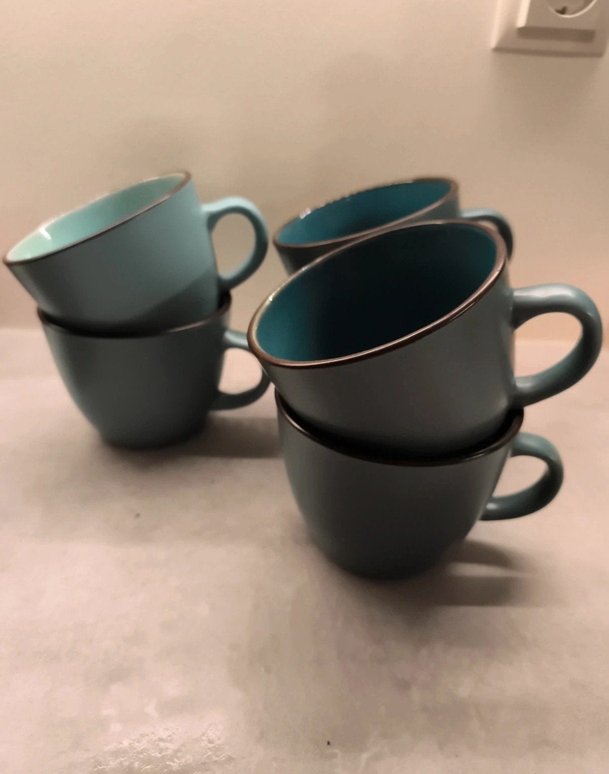 Set van 6 Elin mokken - Blauw/Groen, Huis en Inrichting, Ophalen of Verzenden, Zo goed als nieuw, Overige merken, Mok