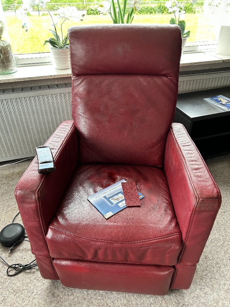 RELAXSTOEL ROOD LEER, Ophalen, Gebruikt, 75 tot 100 cm, Leer